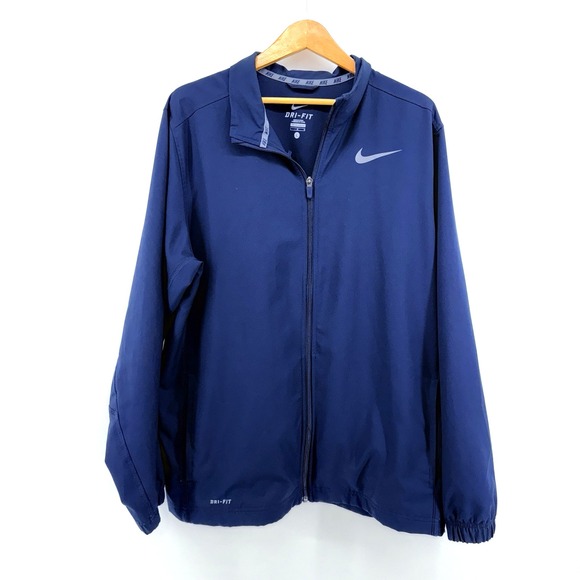 Nike Dri-Fit MENS Size LARGE PRE-OWNED Black Full Zip Running Jacket Activewear - Picture 1 of 13
